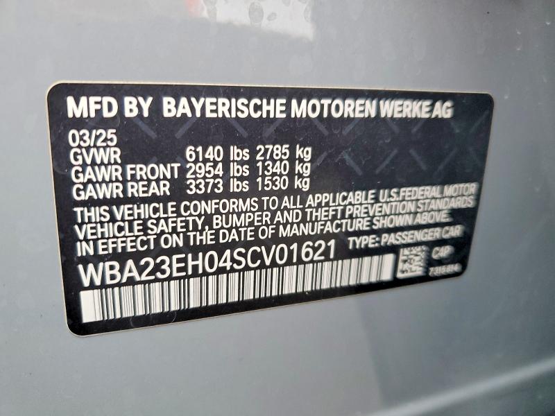 2025 Bmw 740 მანქანა იყიდება აუქციონზე, vin: WBA23EH04SCV01621, აუქციონის ნომერი: 53842006