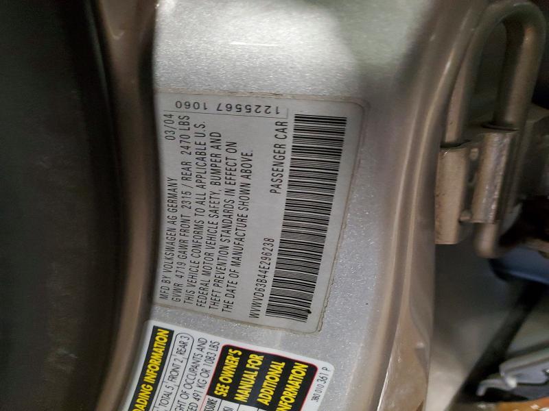 53042286 :رقم المزاد ، WVWVD63B44E296238 vin ، 2004 Volkswagen Passat مزاد بيع