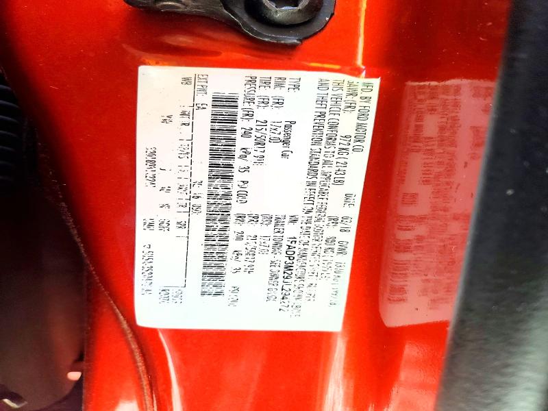2018 Ford Focus მანქანა იყიდება აუქციონზე, vin: 1FADP3M29JL294272, აუქციონის ნომერი: 54800176