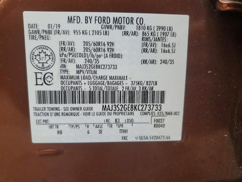 Продажа на аукционе авто 2019 Ford Ecosport, vin: MAJ3S2GE8KC273733, номер лота: 55291046