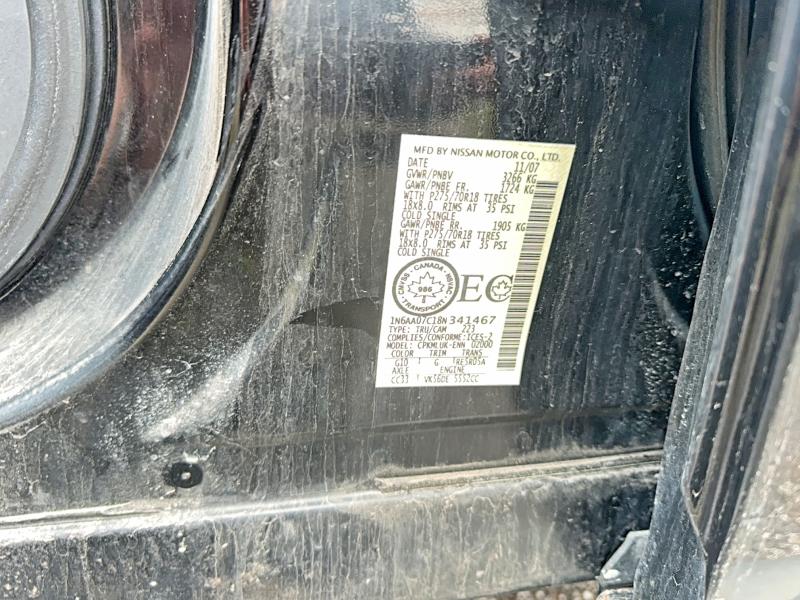 53134666 :رقم المزاد ، 1N6AA07C18N341467 vin ، 2008 Nissan Titan مزاد بيع