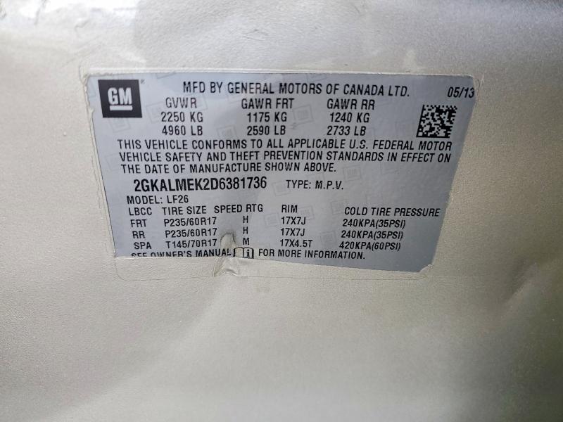 53438626 :رقم المزاد ، 2GKALMEK2D6381736 vin ، 2013 Gmc Terrain مزاد بيع