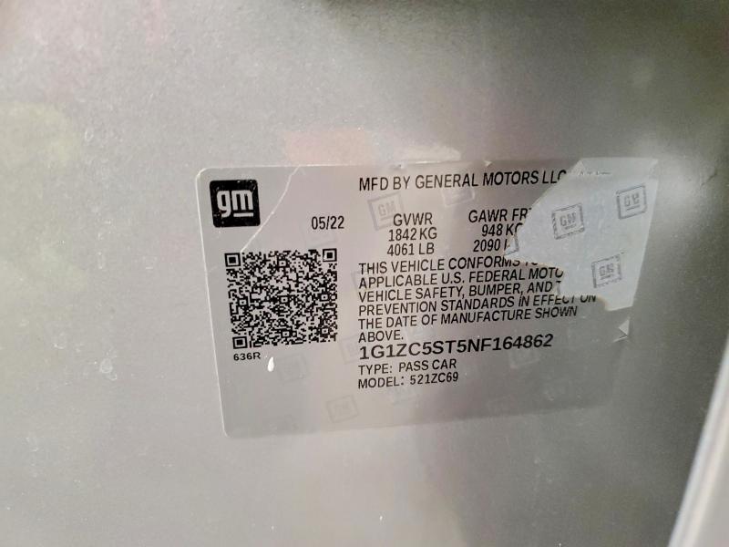 Продаж на аукціоні авто 2022 Chevrolet Malibu, vin: 1G1ZC5ST5NF164862, номер лоту: 53263936