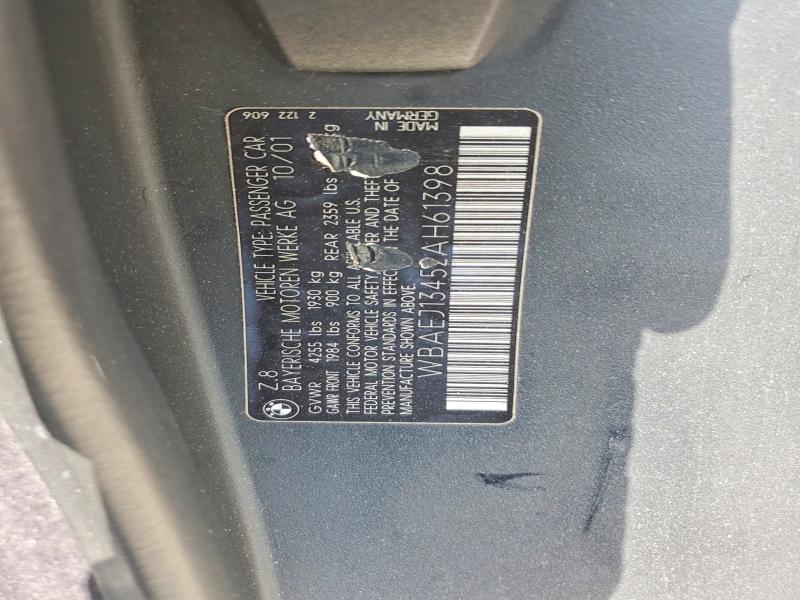 Продажа на аукционе авто 2002 Bmw Z8, vin: WBAEJ13452AH61398, номер лота: 54139316