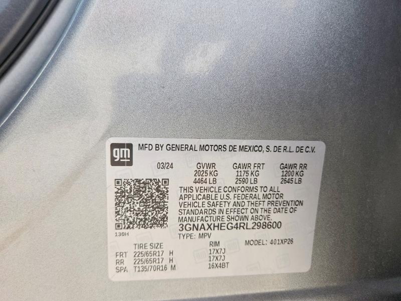 Продажа на аукционе авто 2024 Chevrolet Equinox, vin: 3GNAXHEG4RL298600, номер лота: 53082446