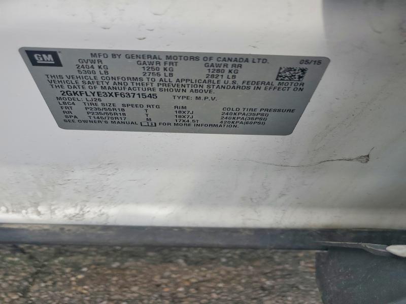 Aukcja sprzedaży 2015 Gmc Terrain, vin: 2GKFLYE3XF6371545, numer aukcji: 53020356