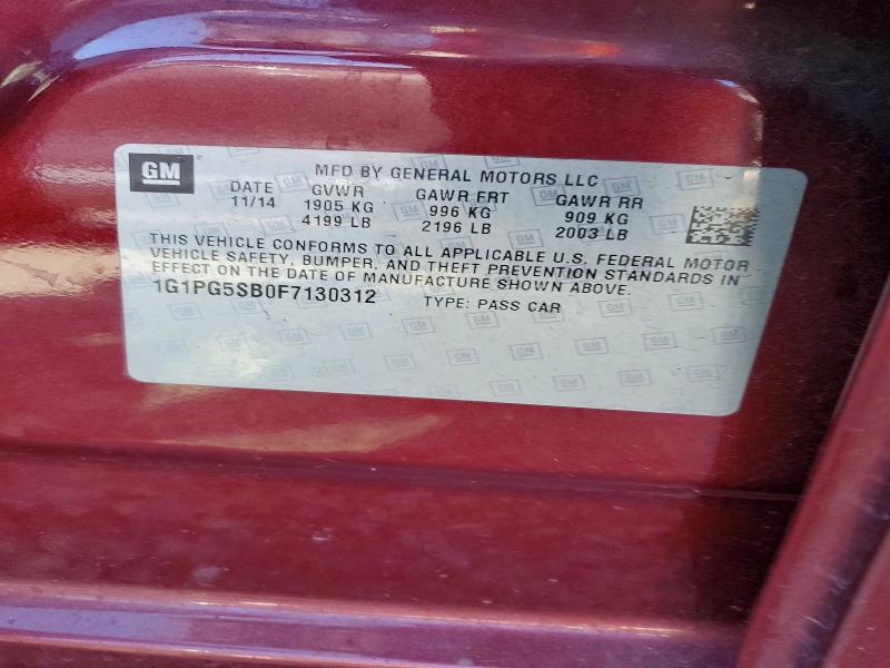 Продаж на аукціоні авто 2015 Chevrolet Cruze, vin: 1G1PG5SB0F7130312, номер лоту: 51914486