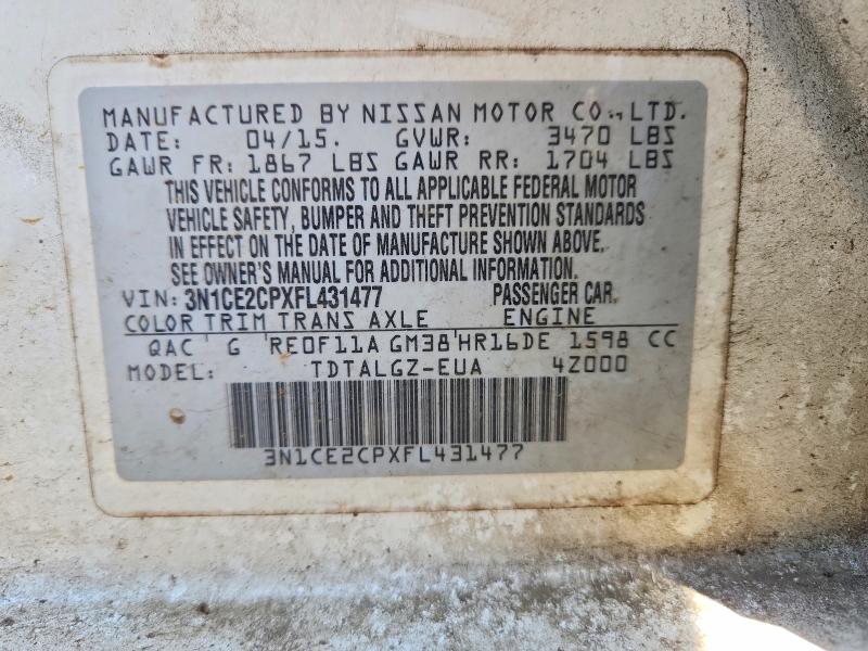 Продаж на аукціоні авто 2015 Nissan Versa Note, vin: 3N1CE2CPXFL431477, номер лоту: 53983766