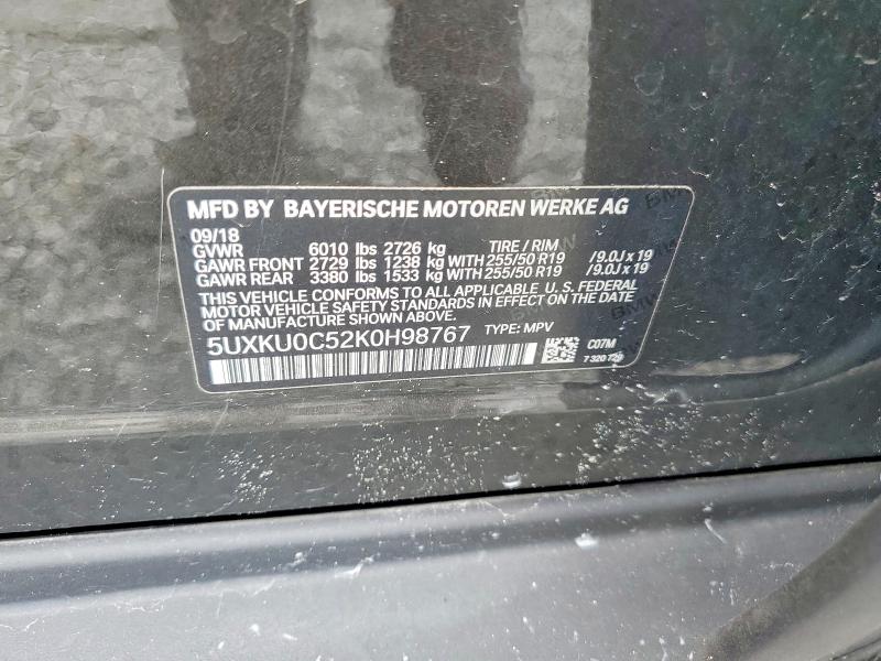 Aukcja sprzedaży 2019 Bmw X6, vin: 5UXKU0C52K0H98767, numer aukcji: 55310426