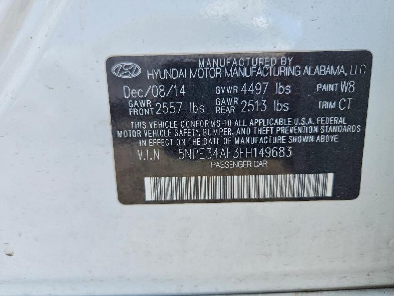 2015 Hyundai Sonata მანქანა იყიდება აუქციონზე, vin: 5NPE34AF3FH149683, აუქციონის ნომერი: 53569586