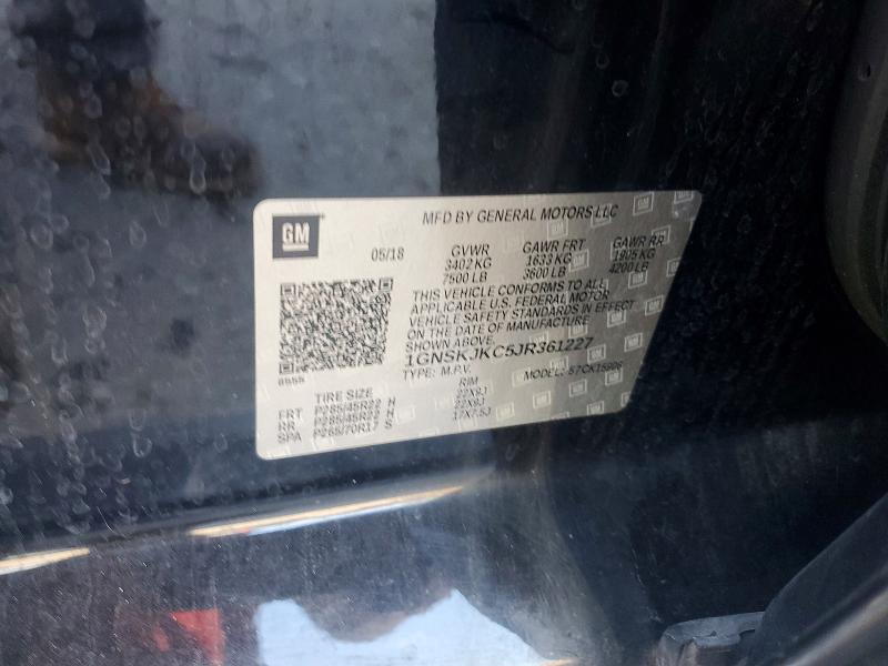 Aukcja sprzedaży 2018 Chevrolet Suburban, vin: 1GNSKJKC5JR361227, numer aukcji: 55053926