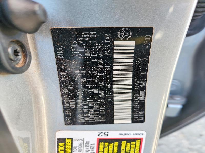 Aukcja sprzedaży 2021 Toyota Camry, vin: 4T1G11AK6MU488818, numer aukcji: 55150286