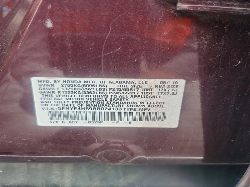 Продаж на аукціоні авто 2011 Honda Pilot, vin: 5FNYF4H59BB024133, номер лоту: 54098926