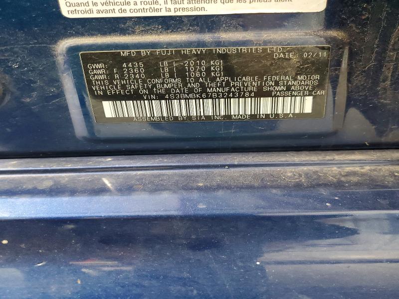 2011 Subaru Legacy მანქანა იყიდება აუქციონზე, vin: 4S3BMBK67B3243784, აუქციონის ნომერი: 53821246