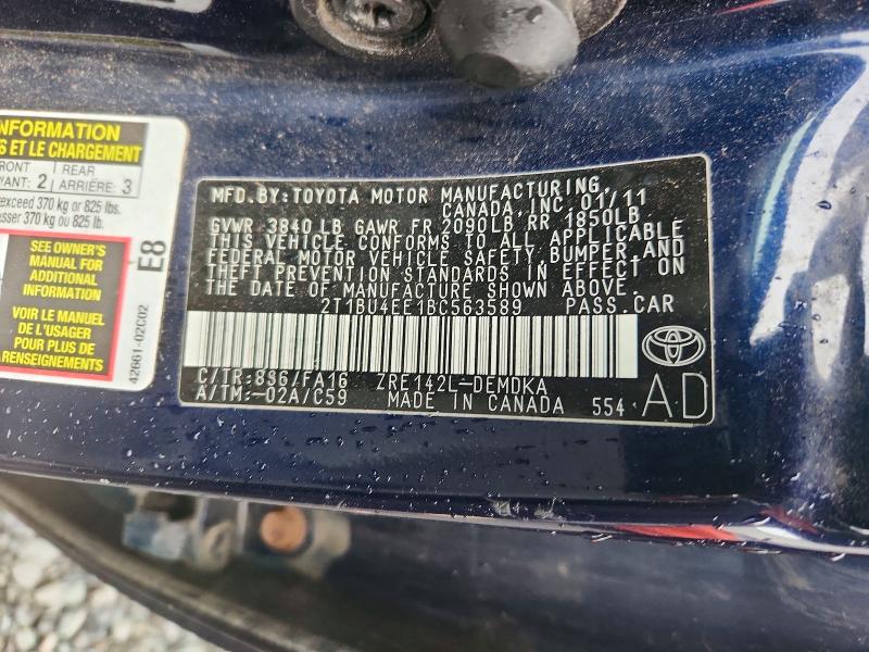 Продажа на аукционе авто 2011 Toyota Corolla, vin: 2T1BU4EE1BC563589, номер лота: 54401116