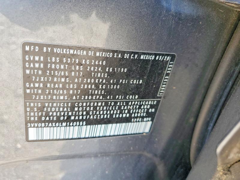 Продажа на аукционе авто 2020 Volkswagen Tiguan, vin: 3VV0B7AX6LM140555, номер лота: 54010336