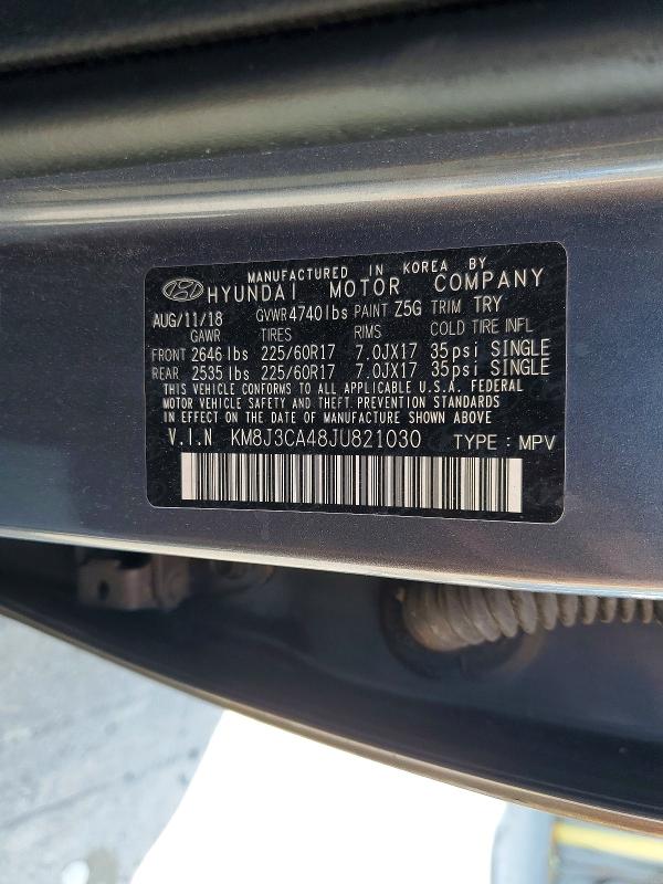 Продажа на аукционе авто 2018 Hyundai Tucson, vin: KM8J3CA48JU821030, номер лота: 55066956
