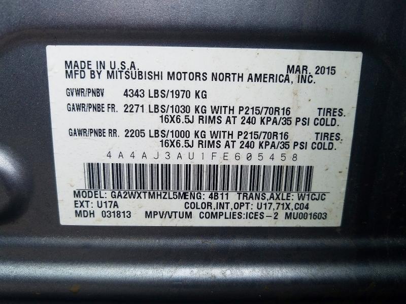 Продажа на аукционе авто 2015 Mitsubishi Rvr, vin: 4A4AJ3AU1FE605458, номер лота: 49311336