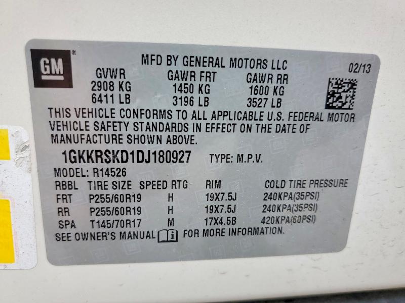 Продажа на аукционе авто 2013 Gmc Acadia, vin: 1GKKRSKD1DJ180927, номер лота: 52216876