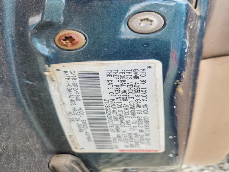 1997 Toyota Camry მანქანა იყიდება აუქციონზე, vin: JT2BG22K0V0079197, აუქციონის ნომერი: 54681796
