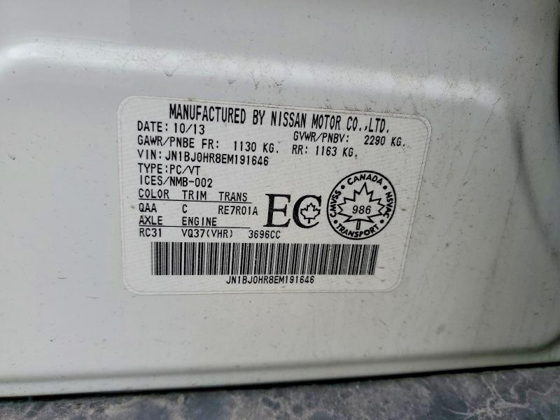 52395996 :رقم المزاد ، JN1BJ0HR8EM191646 vin ، 2014 Infiniti Qx50 مزاد بيع