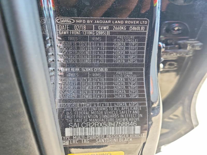 52217336 :رقم المزاد ، SALCR2RX5JH758846 vin ، 2018 Land Rover Discovery Sport مزاد بيع