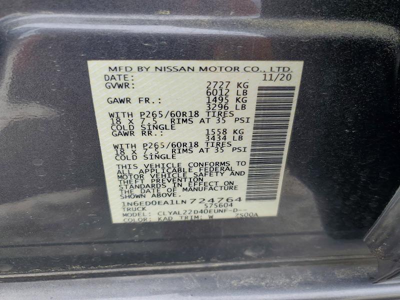 Продажа на аукционе авто 2020 Nissan Frontier, vin: 1N6ED0EA1LN724764, номер лота: 41627796