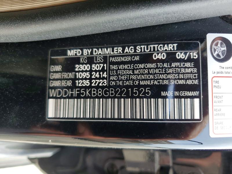 2016 Mercedes-benz E მანქანა იყიდება აუქციონზე, vin: WDDHF5KB8GB221525, აუქციონის ნომერი: 51823306