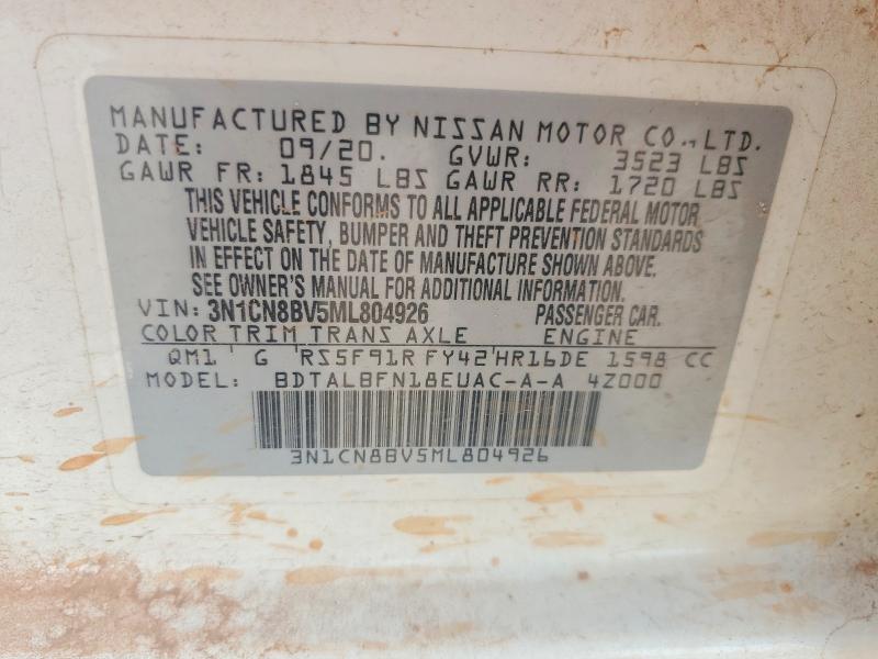 Aukcja sprzedaży 2021 Nissan Versa, vin: 3N1CN8BV5ML804926, numer aukcji: 54351606