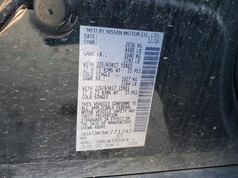 Aukcja sprzedaży 2017 Nissan Rogue, vin: 5N1AT2MT3HC771747, numer aukcji: 51912986