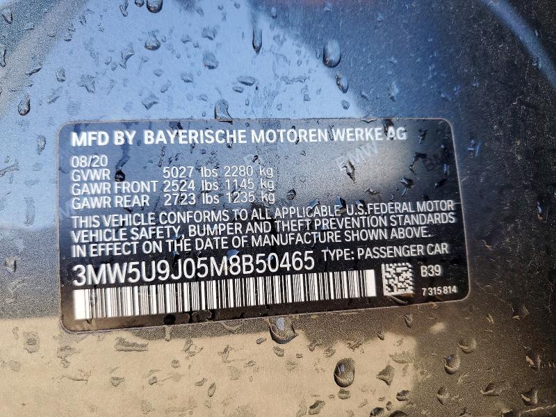 52698546 :رقم المزاد ، 3MW5U9J05M8B50465 vin ، 2021 Bmw 530 مزاد بيع