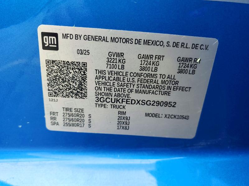53657436 :رقم المزاد ، 3GCUKFEDXSG290952 vin ، 2025 Chevrolet Silverado مزاد بيع