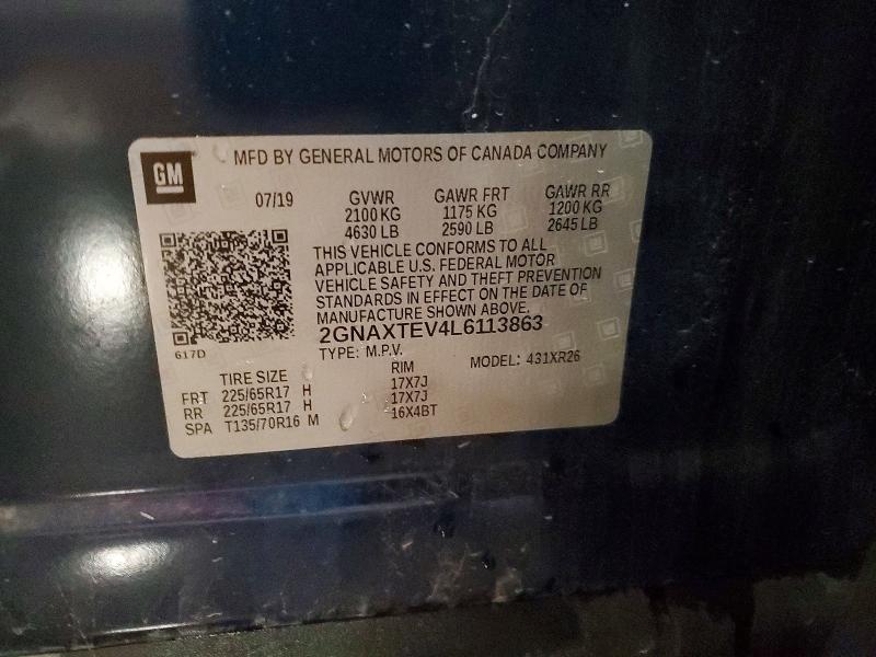 Продажа на аукционе авто 2020 Chevrolet Equinox, vin: 2GNAXTEV4L6113863, номер лота: 55345096