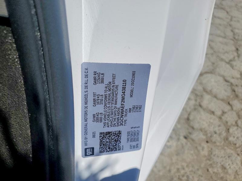 Продаж на аукціоні авто 2021 Chevrolet Silverado, vin: 3GCNWAEF2MG438110, номер лоту: 53579496