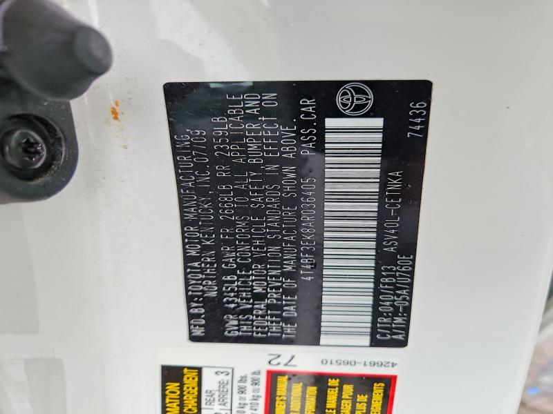 54145356 :رقم المزاد ، 4T4BF3EK8AR036405 vin ، 2010 Toyota Camry مزاد بيع