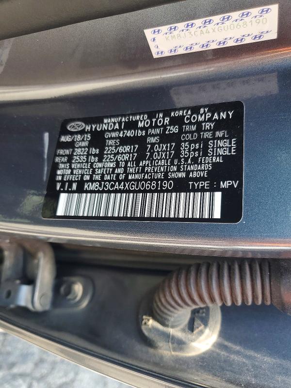 Продаж на аукціоні авто 2016 Hyundai Tucson, vin: KM8J3CA4XGU068190, номер лоту: 53093136