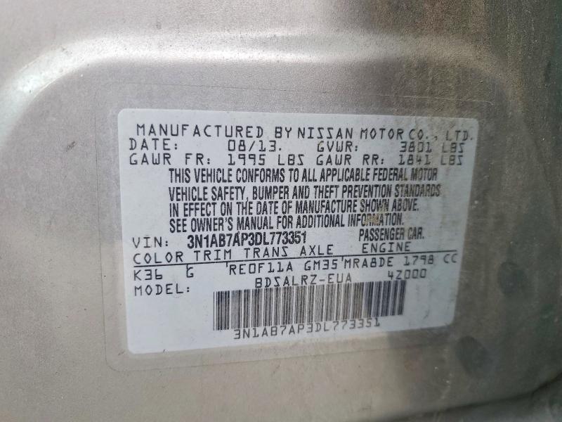 Продажа на аукционе авто 2013 Nissan Sentra, vin: 3N1AB7AP3DL773351, номер лота: 55175096