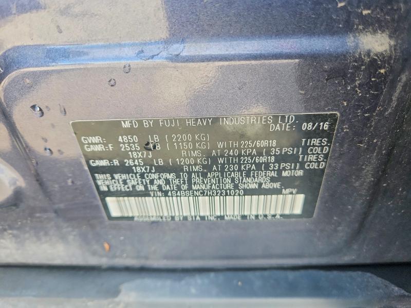 54703976 :رقم المزاد ، 4S4BSENC7H3231020 vin ، 2017 Subaru Outback مزاد بيع