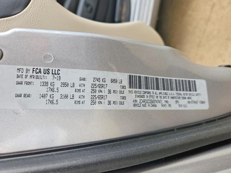 Продаж на аукціоні авто 2019 Dodge Grand Caravan, vin: 2C4RDGCG5KR747471, номер лоту: 55151436