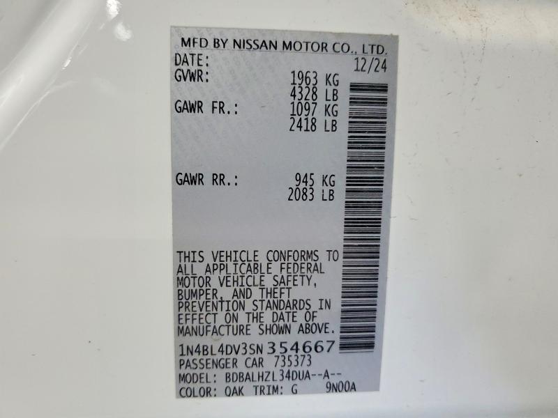 Продаж на аукціоні авто 2025 Nissan Altima, vin: 1N4BL4DV3SN354667, номер лоту: 55027486