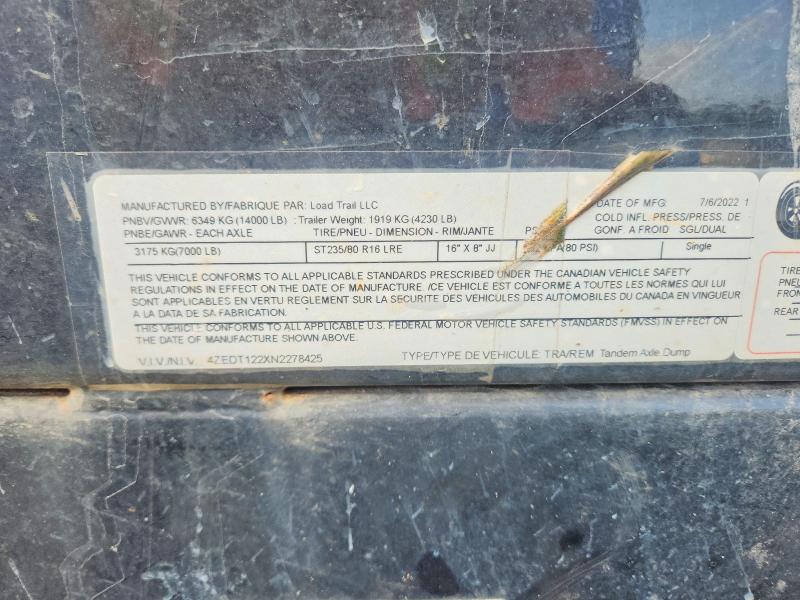 Aukcja sprzedaży 2022 Load Loadtraile, vin: 4ZEDT122XN2278425, numer aukcji: 54151606