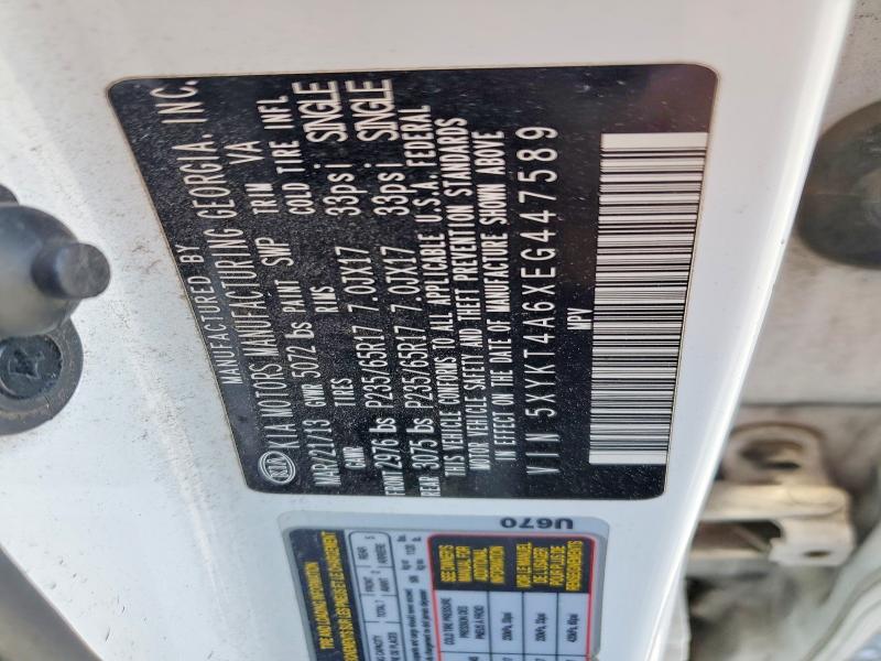 Aukcja sprzedaży 2014 Kia Sorento, vin: 5XYKT4A6XEG447589, numer aukcji: 52139156