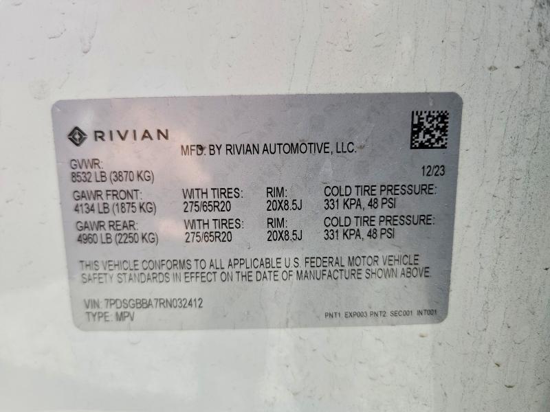 Продаж на аукціоні авто 2024 Rivian R1s, vin: 7PDSGBBA7RN032412, номер лоту: 54815086