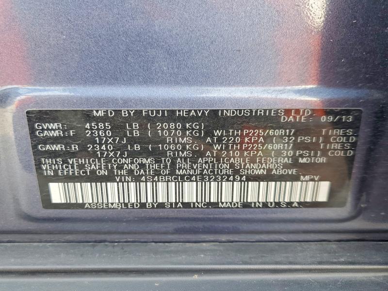 Продаж на аукціоні авто 2014 Subaru Outback, vin: 4S4BRCLC4E3232494, номер лоту: 54548436