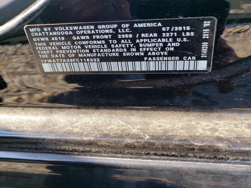 Продажа на аукционе авто 2015 Volkswagen Passat, vin: 1VWAT7A39FC116332, номер лота: 53572356
