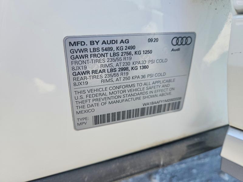 Продажа на аукционе авто 2021 Audi Q5, vin: WA1BAAFY1M2003339, номер лота: 53911166