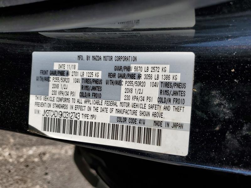Aukcja sprzedaży 2019 Mazda Cx-9, vin: JM3TCADY9K0312743, numer aukcji: 52915226