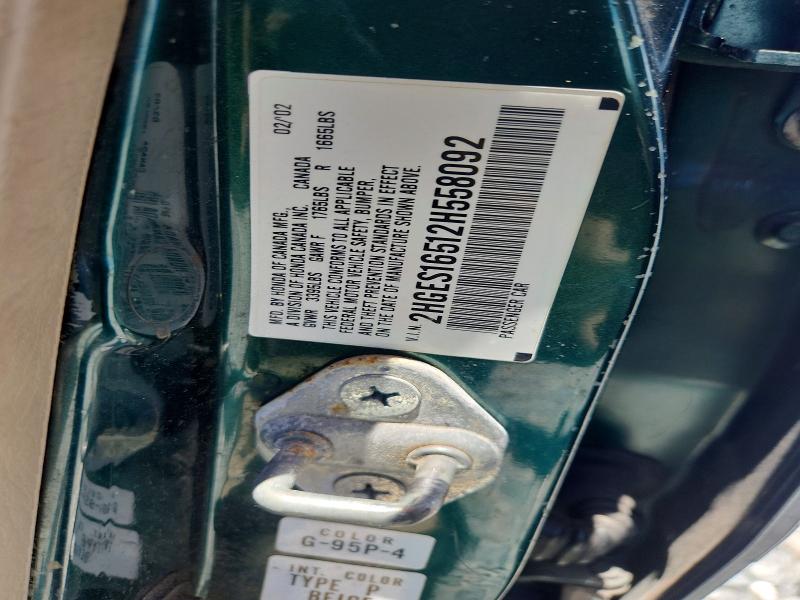 Aukcja sprzedaży 2002 Honda Civic, vin: 2HGES16512H558092, numer aukcji: 53435296