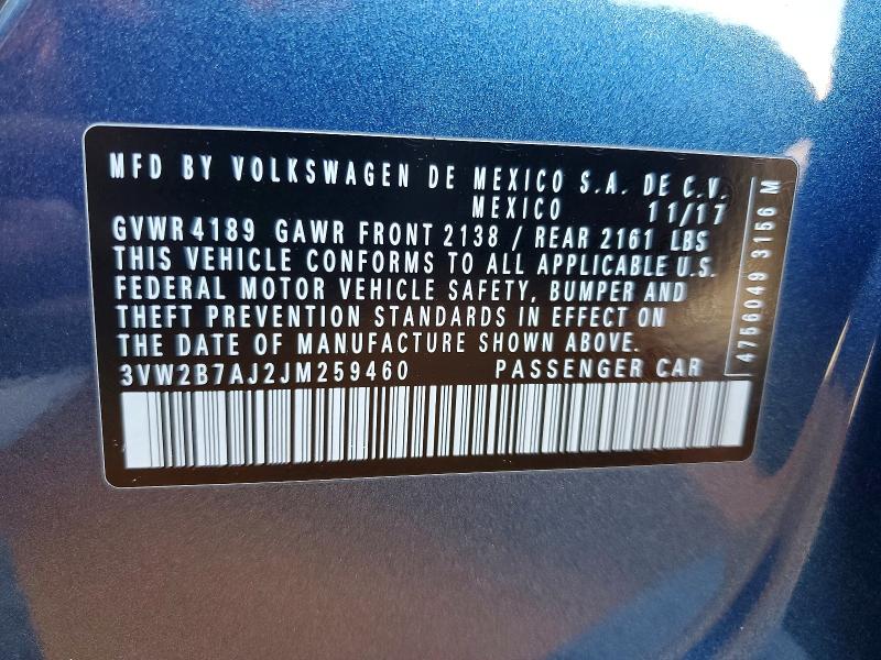 Aukcja sprzedaży 2018 Volkswagen Jetta, vin: 3VW2B7AJ2JM259460, numer aukcji: 53204336