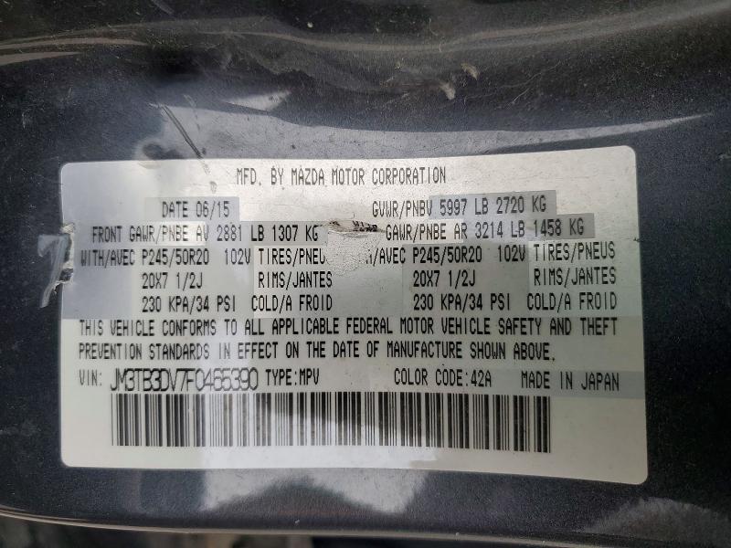 Продажа на аукционе авто 2015 Mazda Cx-9, vin: JM3TB3DV7F0465390, номер лота: 53717836